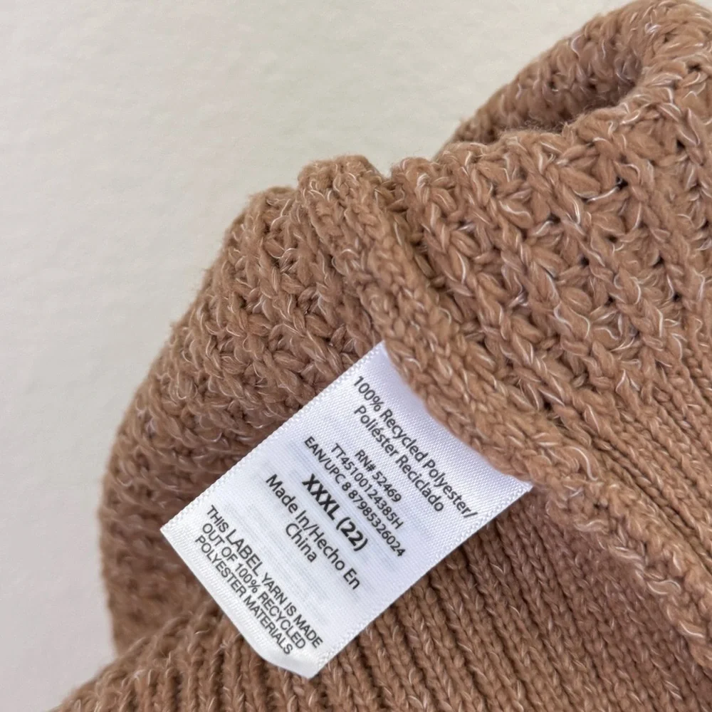 Time and Tru Brown New Cable Knit Crewneck Sweater Women’s Plus Size XXXL USA 22